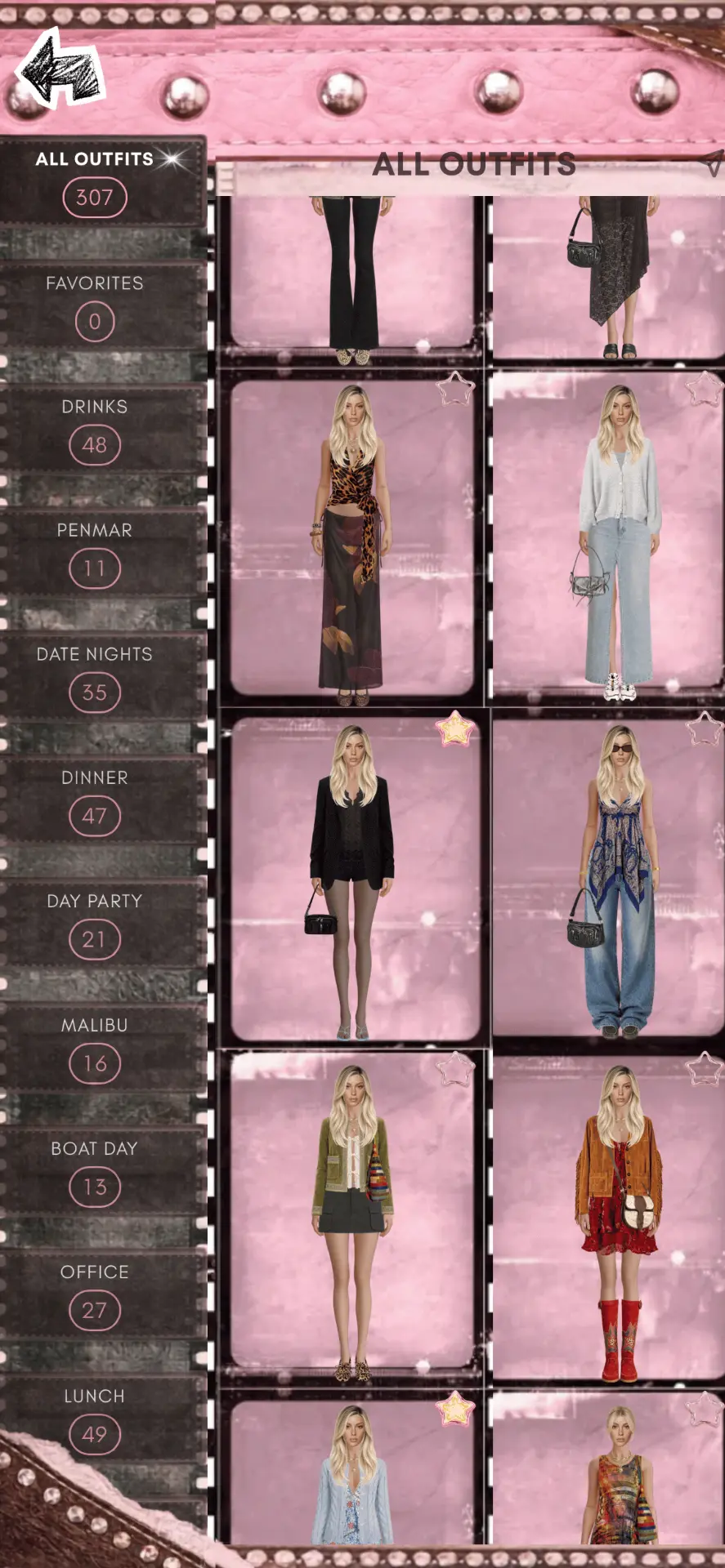 Saved outfits organised into Fetch collections