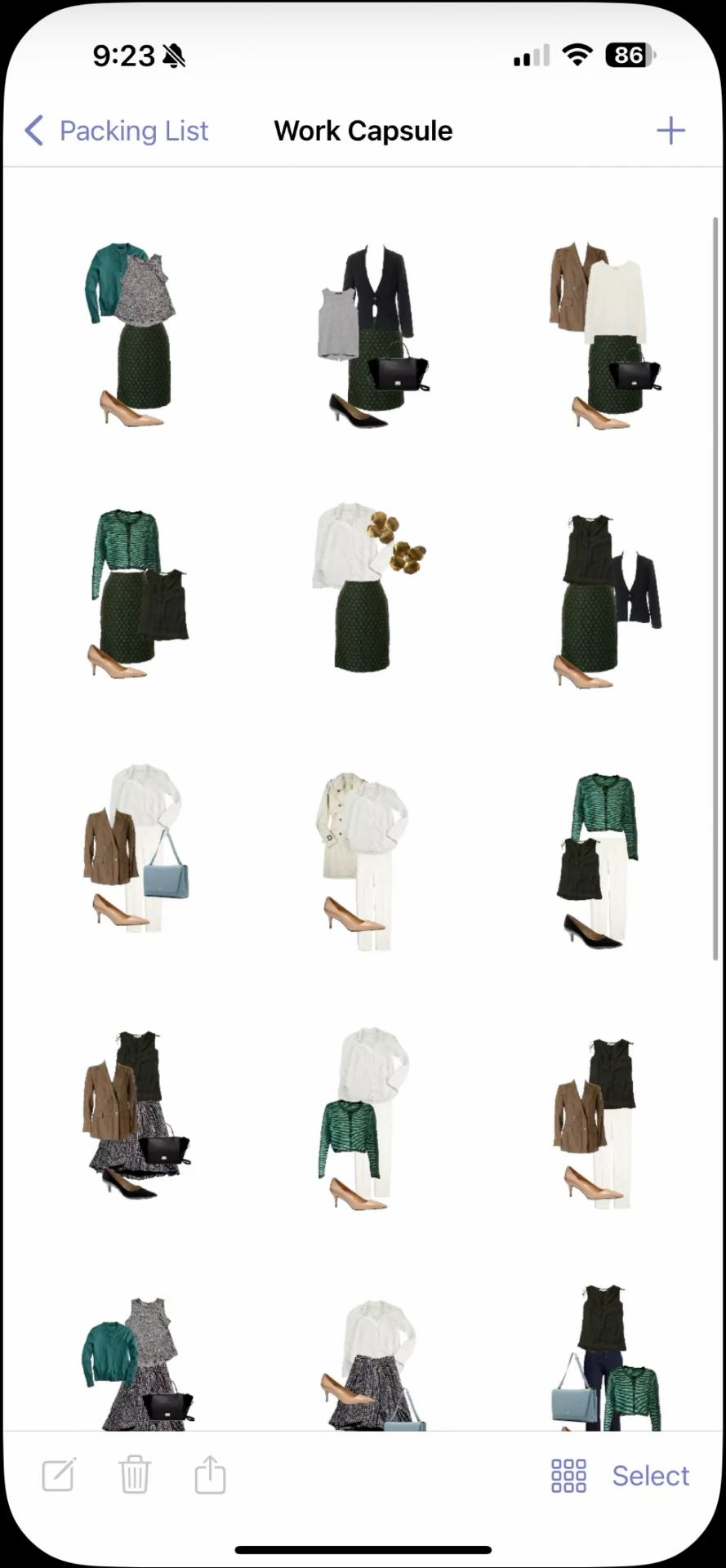 Stylebook work capsule grid of outfit collages