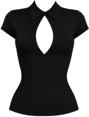 black keyhole cutout shortsleeve top t shirt