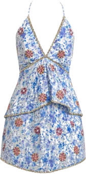 blue floral print sleeveless mini dress mini dress
