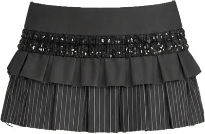 charcoal and striped pleated mini skirt skirt