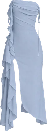 baby blue asymmetrical ruffle midi dress midi dress